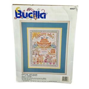 BUCILLA Noah's Ark Cross Stitch Kit Birth Record